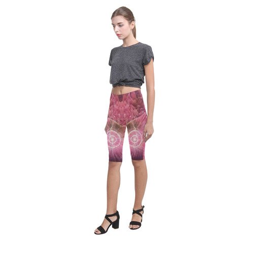 Pink and white stone texture Hestia Cropped Leggings (Model L03)