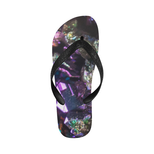 Purple green and blue crystal stone texture Flip Flops for Men/Women (Model 040)