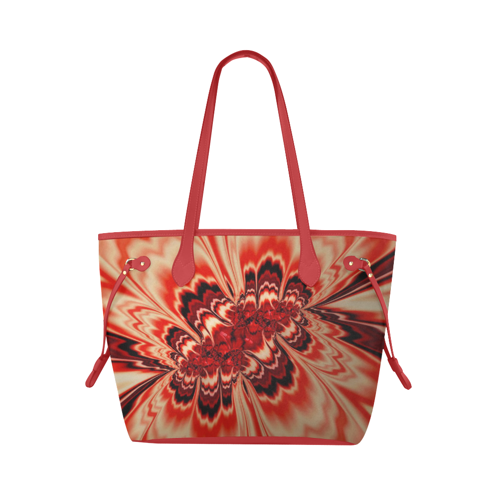 amazing Fractal 43 red by JamColors Clover Canvas Tote Bag (Model 1661)