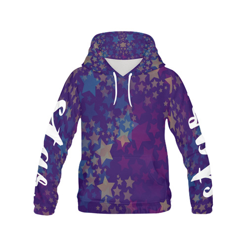 Purple Star (lettering) All Over Print Hoodie for Men (USA Size) (Model H13)
