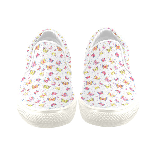 Watercolor Butterflies Slip-on Canvas Shoes for Kid (Model 019)