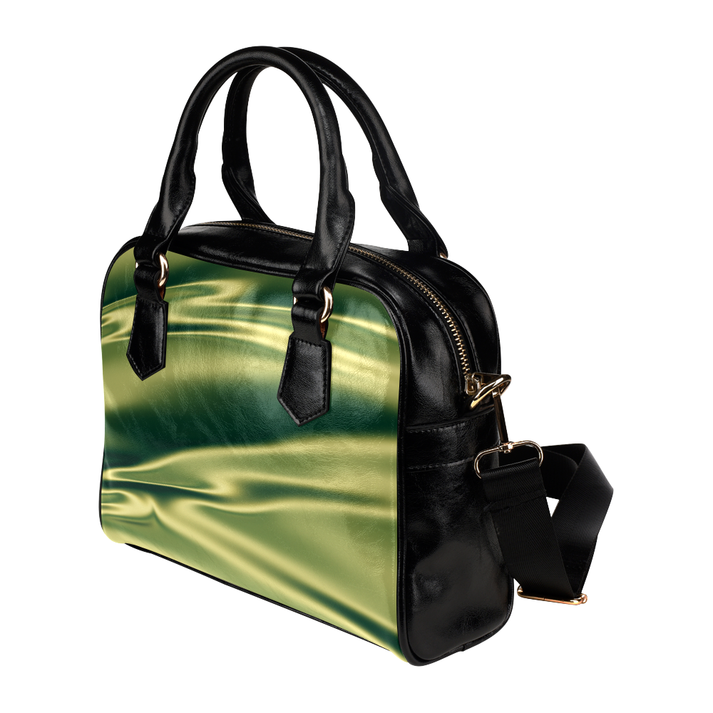 Green satin 3D texture Shoulder Handbag (Model 1634)