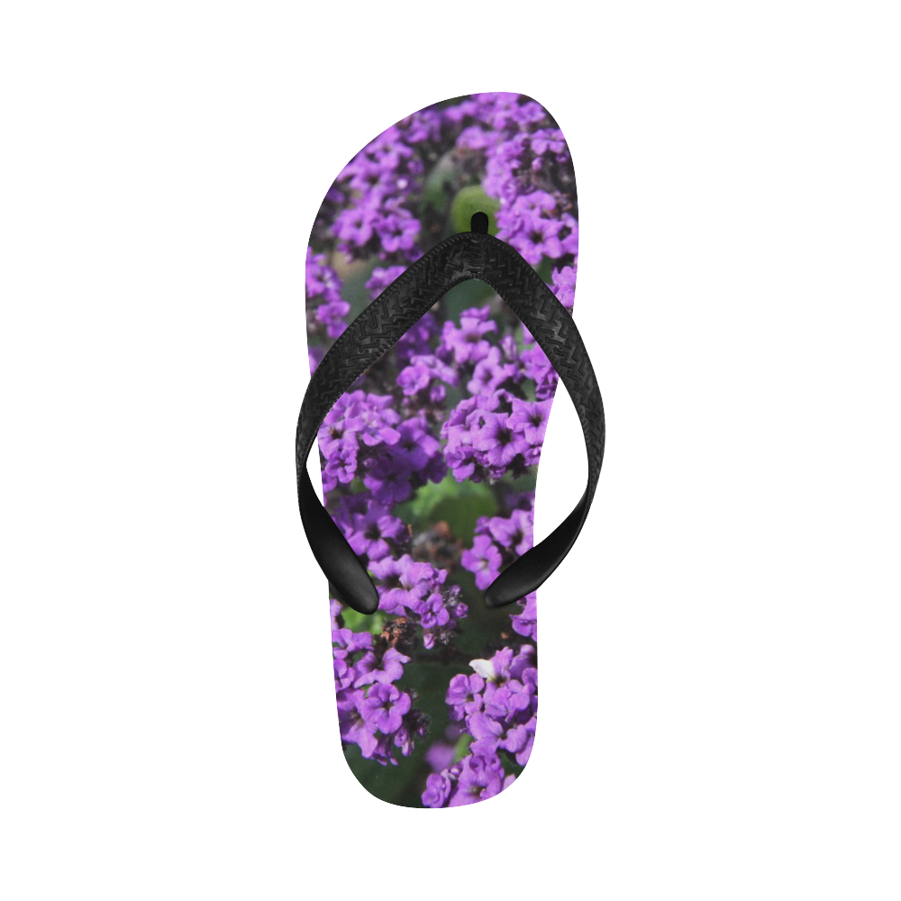 Purple Flowers Flip Flops for Men/Women (Model 040)