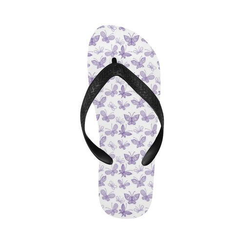 Cute Purple Butterflies Flip Flops for Men/Women (Model 040)
