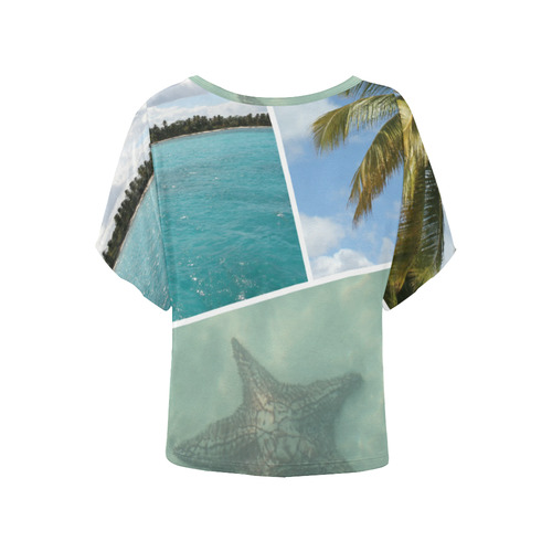 Caribbean Vacation Photo Collage Women's Batwing-Sleeved Blouse T shirt (Model T44)