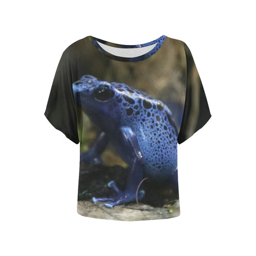 Blue Poison Arrow Frog Women's Batwing-Sleeved Blouse T shirt (Model T44)