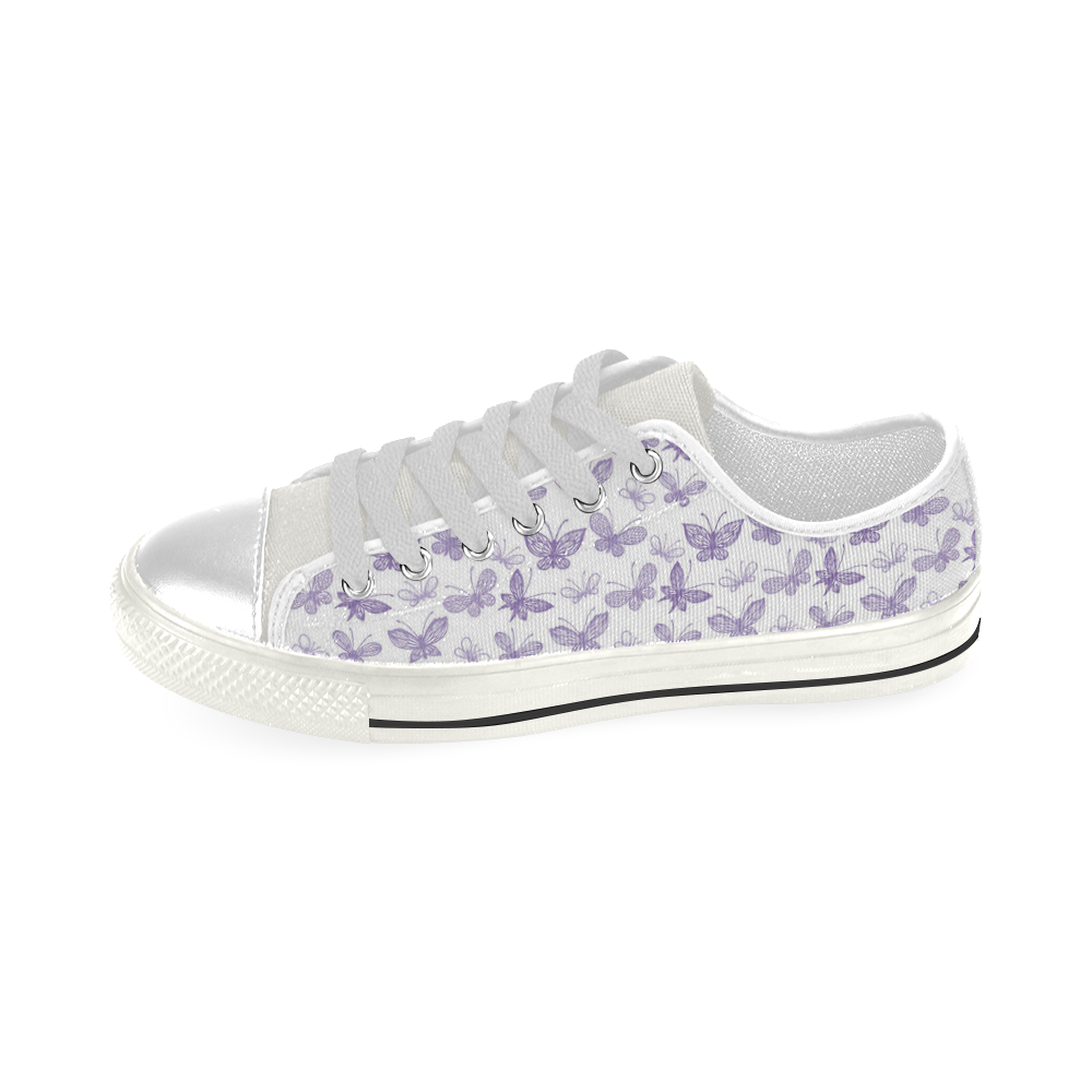 Cute Purple Butterflies Low Top Canvas Shoes for Kid (Model 018)