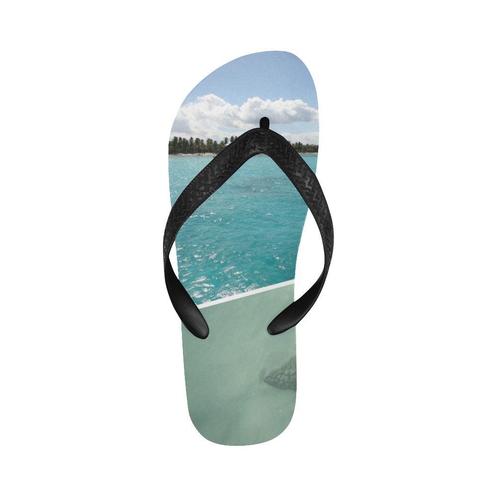 Caribbean Vacation Photo Collage Flip Flops for Men/Women (Model 040)