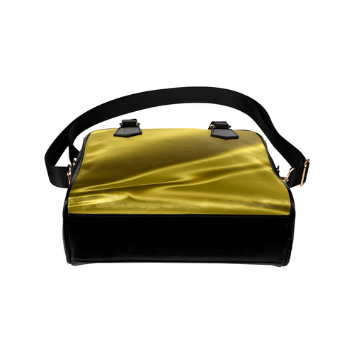 Gold satin 3D texture Shoulder Handbag (Model 1634)