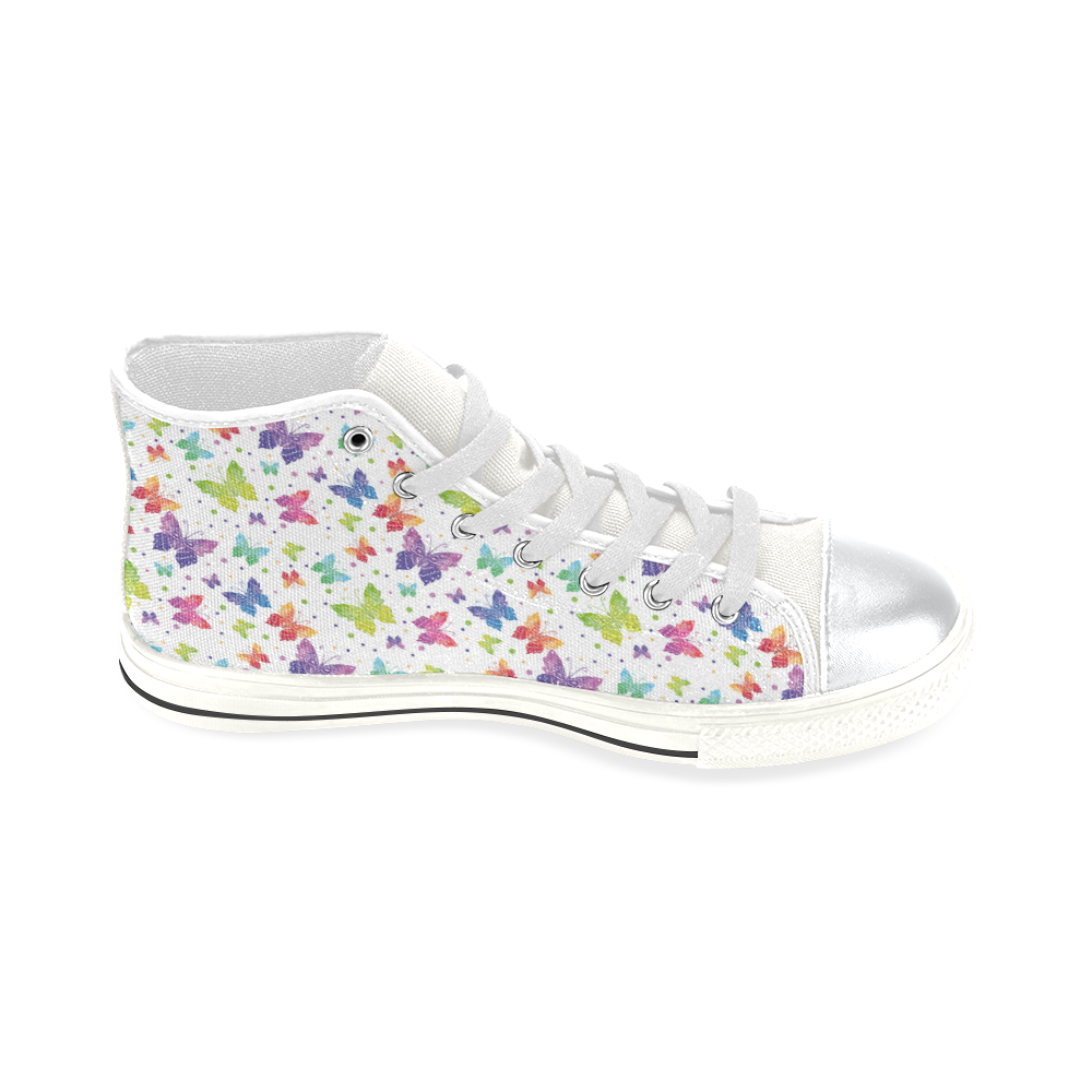 Colorful Butterflies High Top Canvas Shoes for Kid (Model 017)