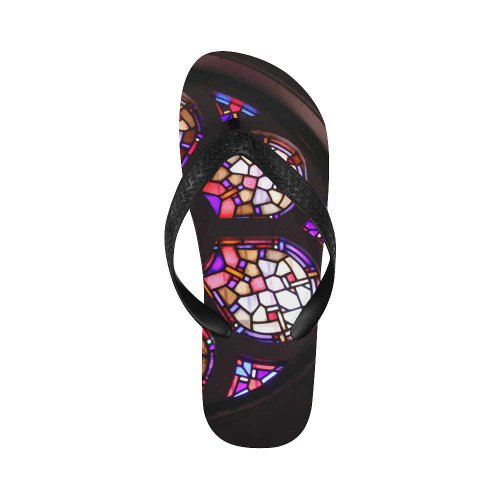 Geometric Purple Pink Rosary Window Mandala Flip Flops for Men/Women (Model 040)