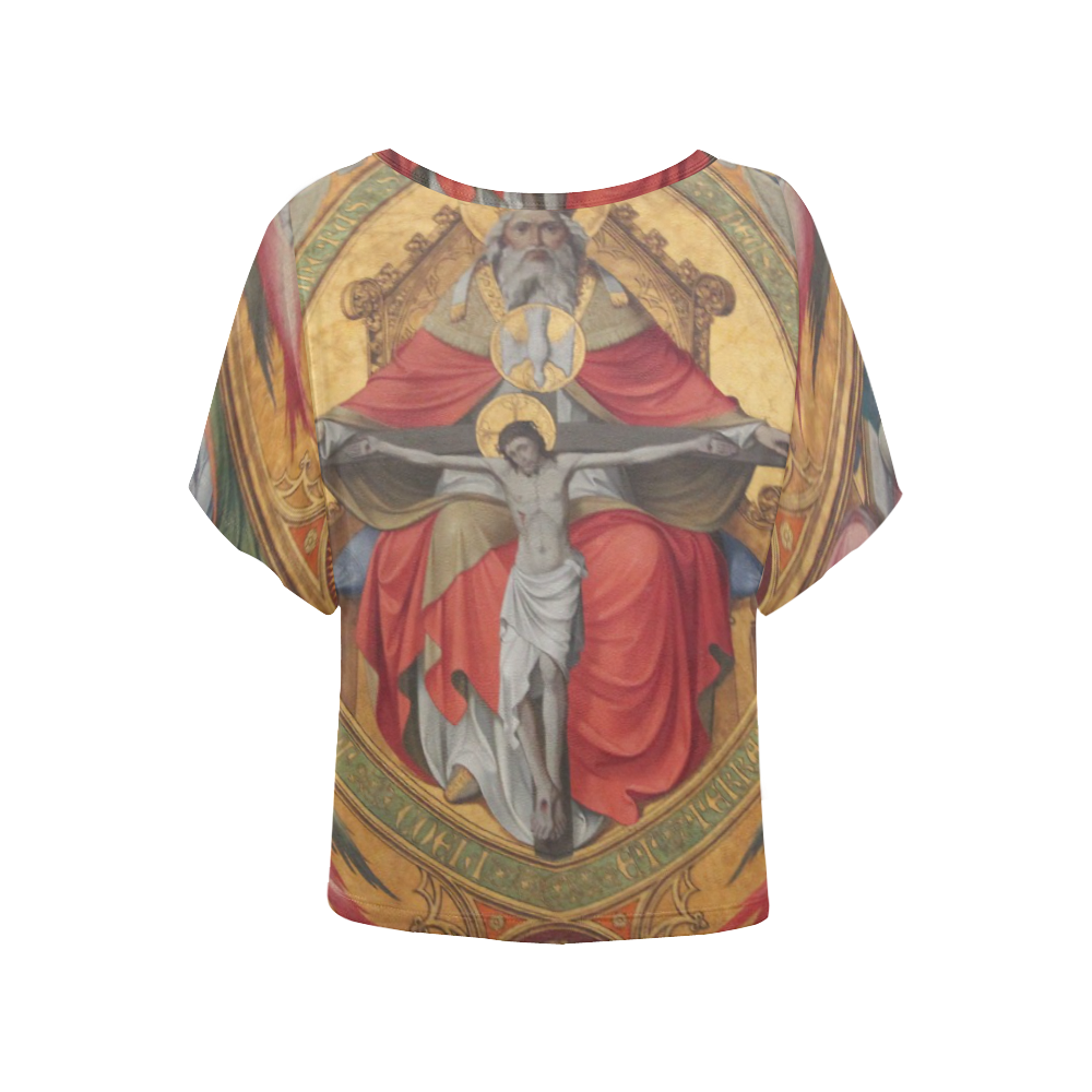 Vintage Jesus on Cross Oil Painting Women's Batwing-Sleeved Blouse T shirt (Model T44)