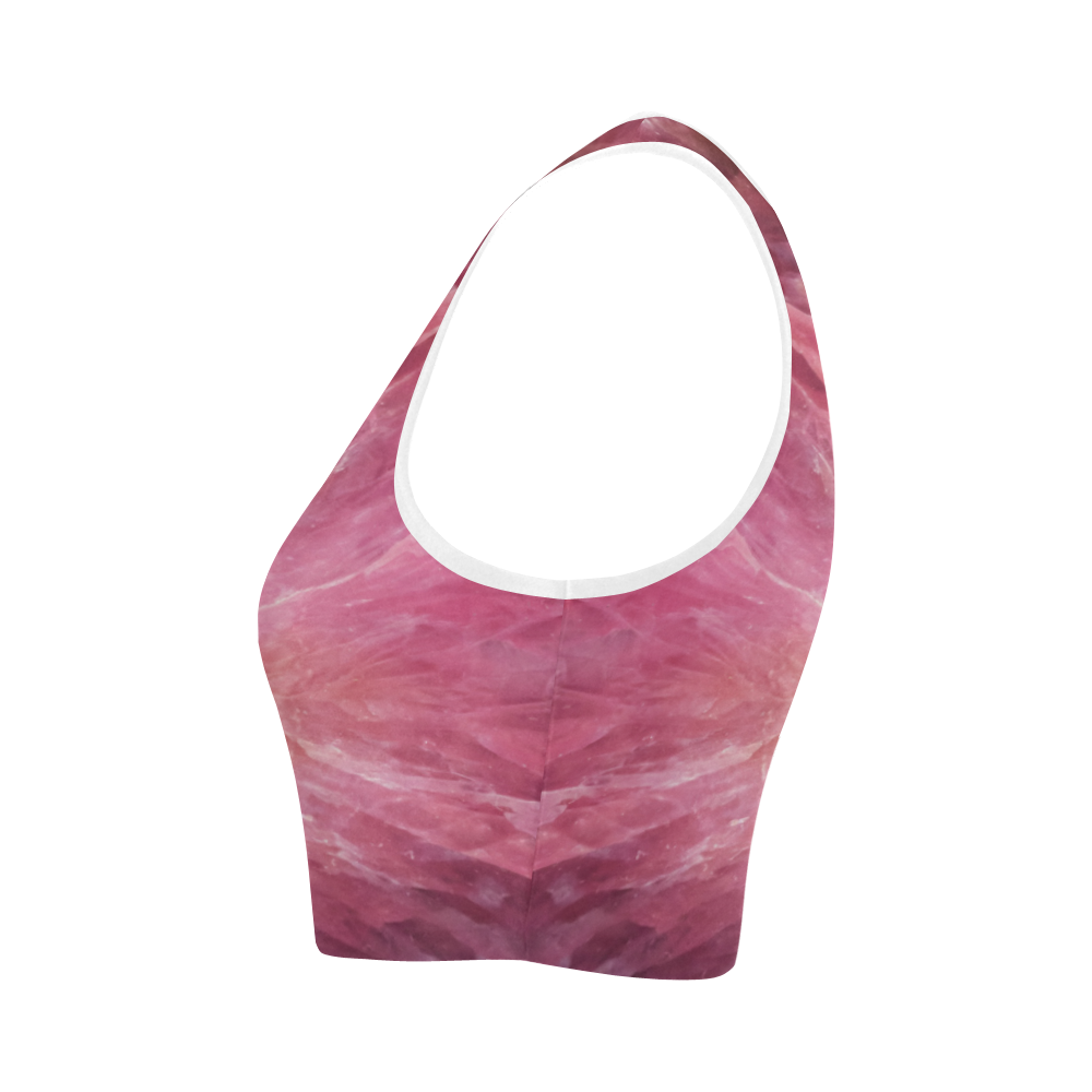 Pink and white stone texture Women's Crop Top (Model T42)