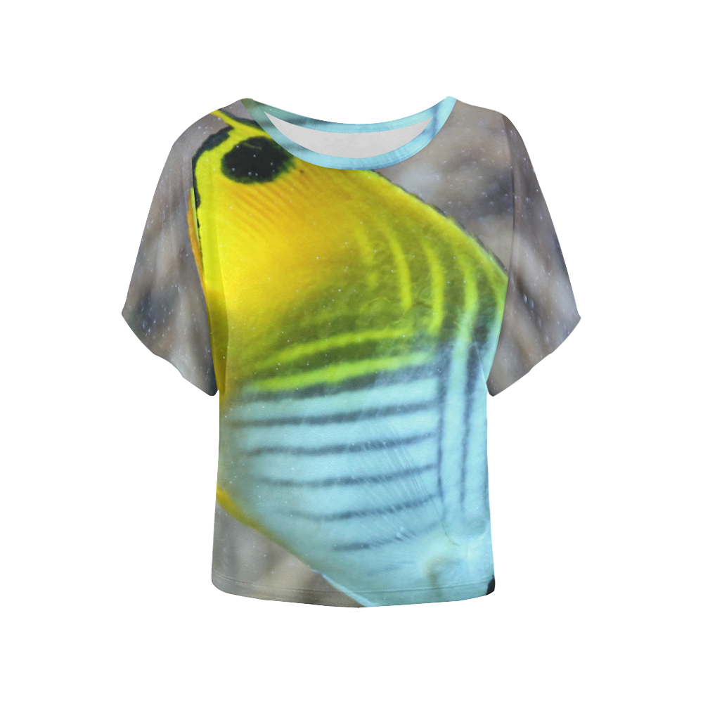 Threadfin Butterflyfish Women's Batwing-Sleeved Blouse T shirt (Model T44)