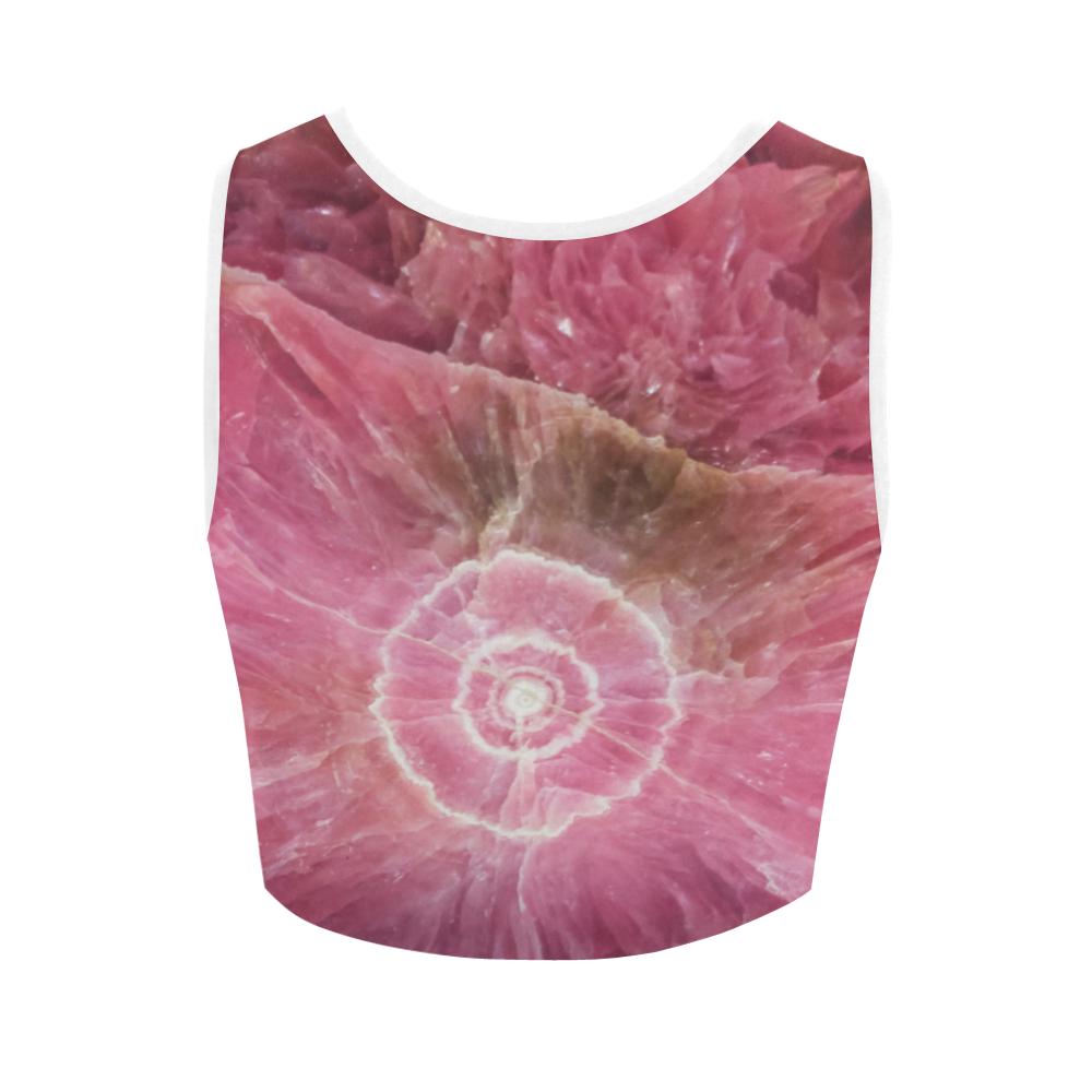 Pink and white stone texture Women's Crop Top (Model T42)