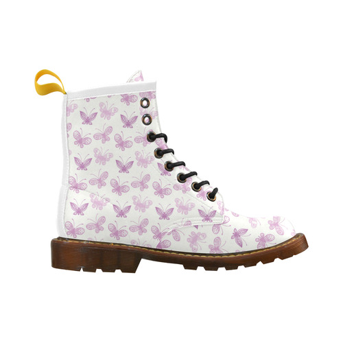 Fantastic Pink Butterflies High Grade PU Leather Martin Boots For Women Model 402H