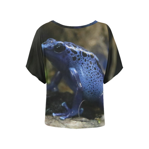 Blue Poison Arrow Frog Women's Batwing-Sleeved Blouse T shirt (Model T44)