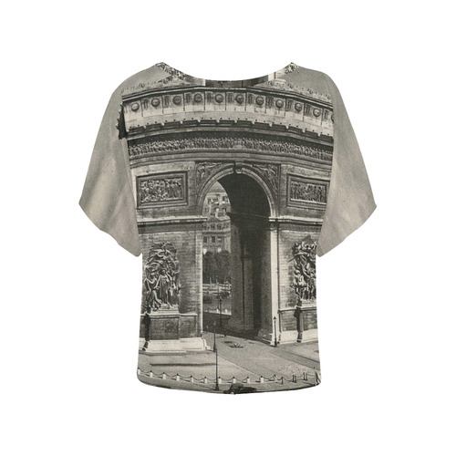Vintage Arc de Triomphe Women's Batwing-Sleeved Blouse T shirt (Model T44)