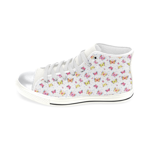 Watercolor Butterflies High Top Canvas Shoes for Kid (Model 017)