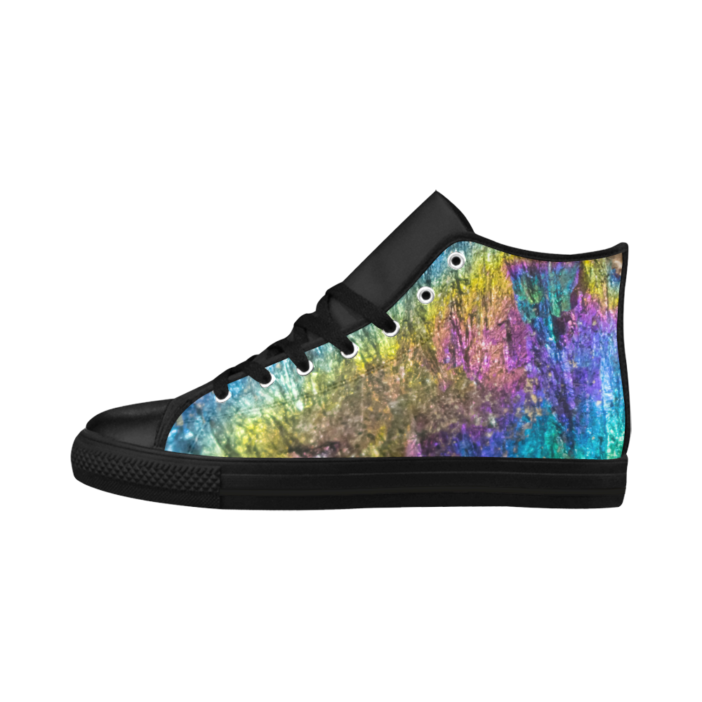 Colorful stone texture Aquila High Top Microfiber Leather Men's Shoes (Model 032)