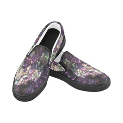 Purple green and blue crystal stone texture Men's Slip-on Canvas Shoes (Model 019)