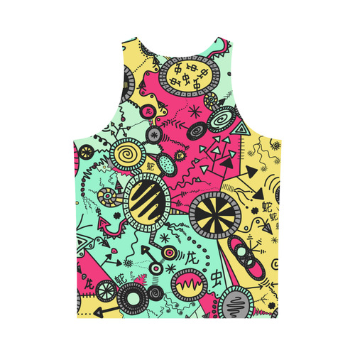 Comic Doodle Illustration in Colour All Over Print Tank Top for Men (Model T43)
