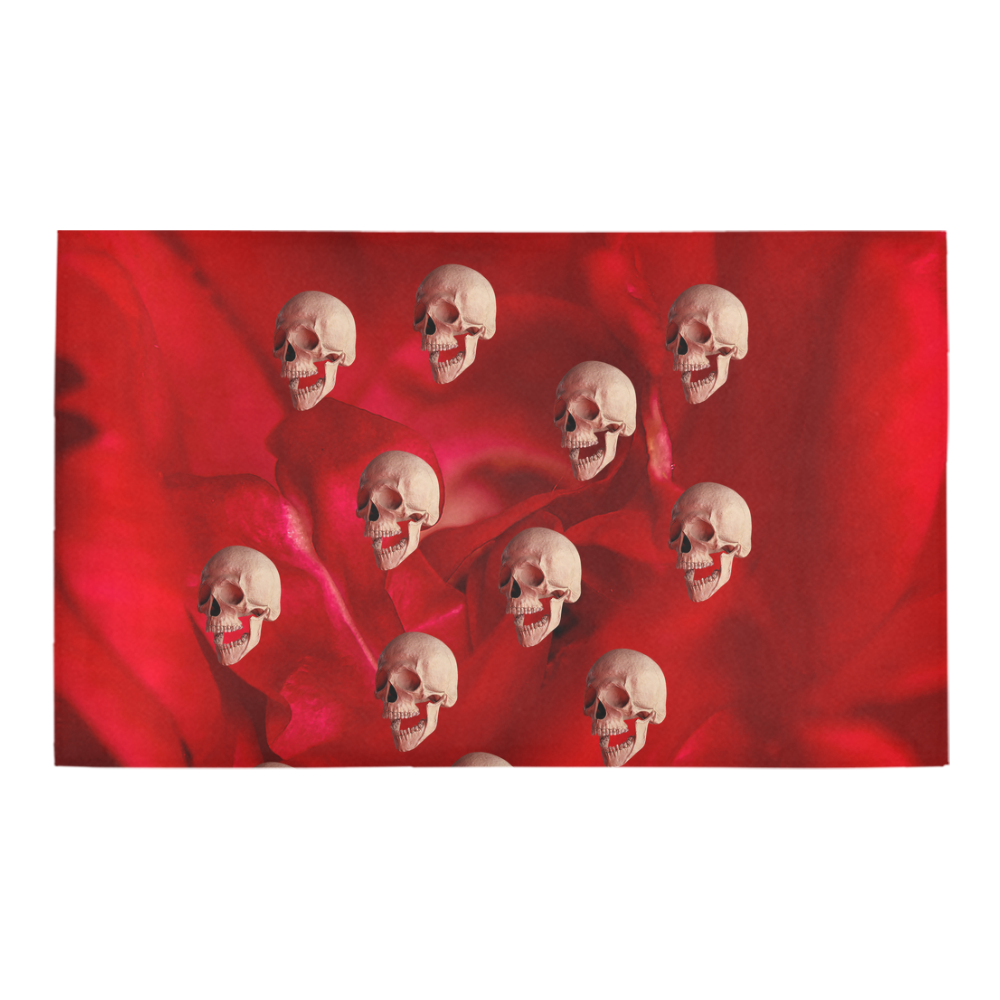 Funny Skull and Red Rose Azalea Doormat 30" x 18" (Sponge Material)