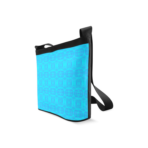 Abstract Blue and Turquoise Damask Pattern Crossbody Bags (Model 1613)