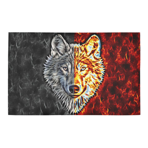 A Graceful WOLF Looks Into Your Eyes Two-colored Bath Rug 20''x 32''