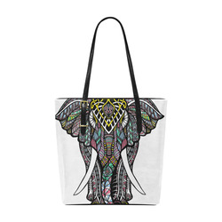 Indian Elephant Colorful Abstract Pattern Euramerican Tote Bag/Small (Model 1655)