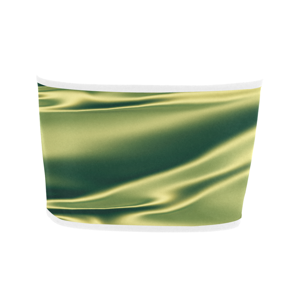 Green satin 3D texture Bandeau Top