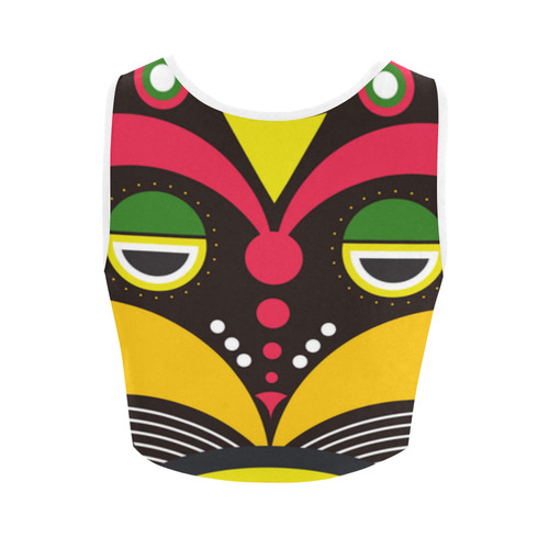 African Traditional Tribal Mask Women's Crop Top (Model T42)