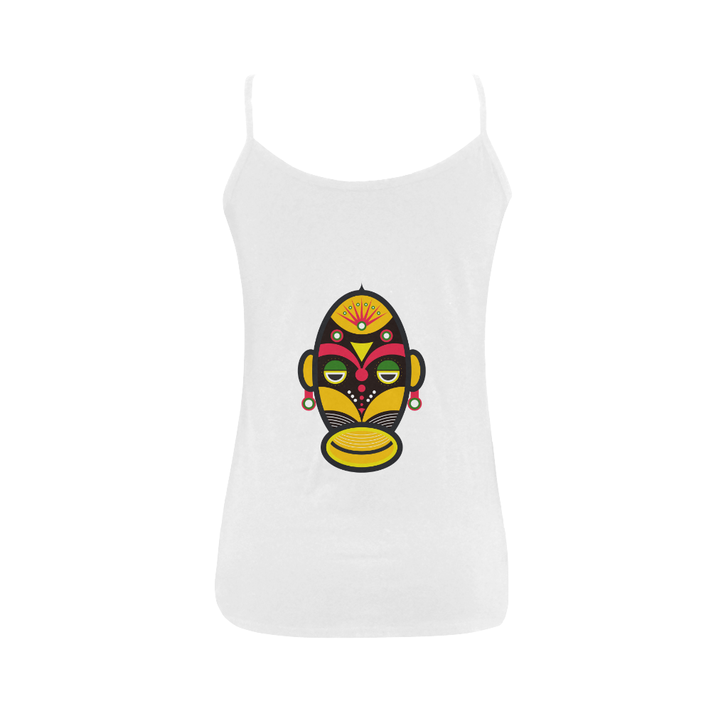 African Traditional Tribal Mask Women's Spaghetti Top (USA Size) (Model T34)