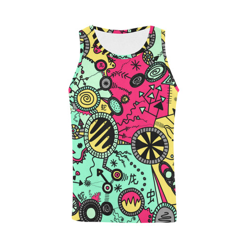 Comic Doodle Illustration in Colour All Over Print Tank Top for Men (Model T43)