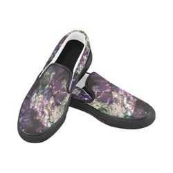 Purple green and blue crystal stone texture Men's Unusual Slip-on Canvas Shoes (Model 019)