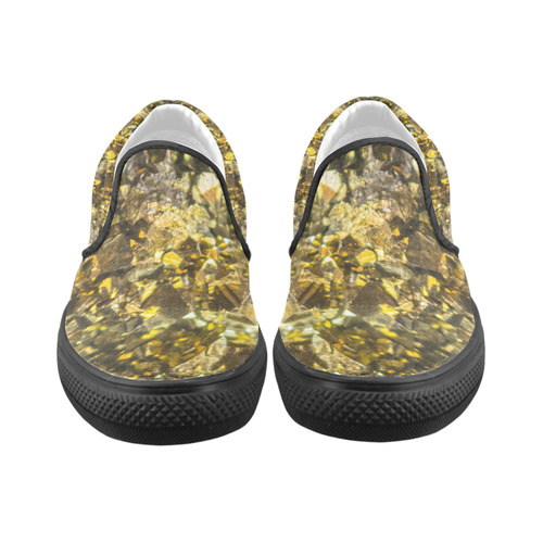 Golden stone texture Slip-on Canvas Shoes for Kid (Model 019)