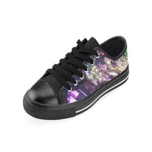 Purple green and blue crystal stone texture Men's Classic Canvas Shoes/Large Size (Model 018)