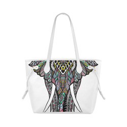 Indian Elephant Colorful Abstract Pattern Clover Canvas Tote Bag (Model 1661)