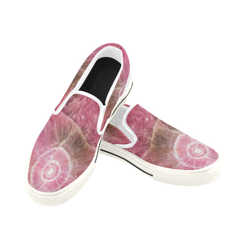 Pink and white stone texture Slip-on Canvas Shoes for Kid (Model 019)