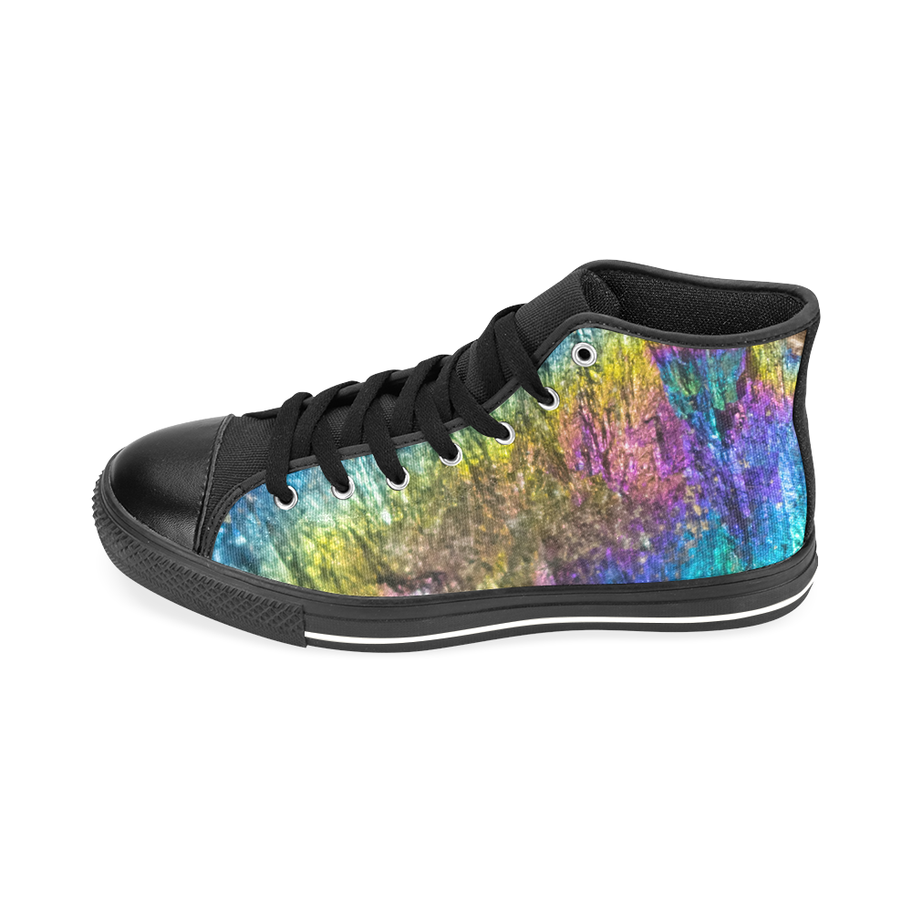 Colorful stone texture Men’s Classic High Top Canvas Shoes /Large Size (Model 017)