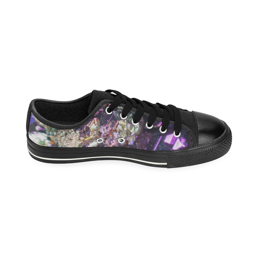Purple green and blue crystal stone texture Low Top Canvas Shoes for Kid (Model 018)