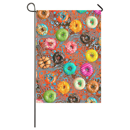 Colorful Yummy Donuts Hearts Ornaments Pattern Garden Flag 28''x40'' （Without Flagpole）