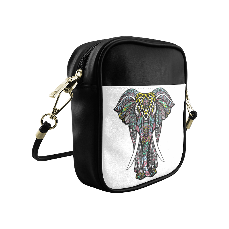 Indian Elephant Colorful Abstract Pattern Sling Bag (Model 1627)