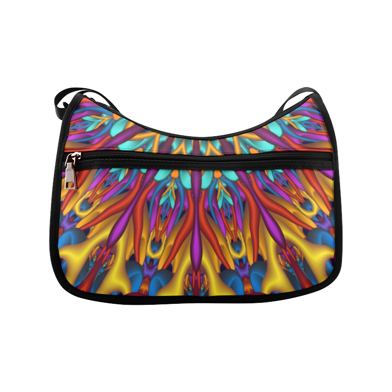 Amazing colors fractal mandala Half Version Crossbody Bags (Model 1616)