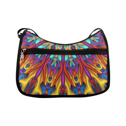 Amazing colors fractal mandala Half Version Crossbody Bags (Model 1616)