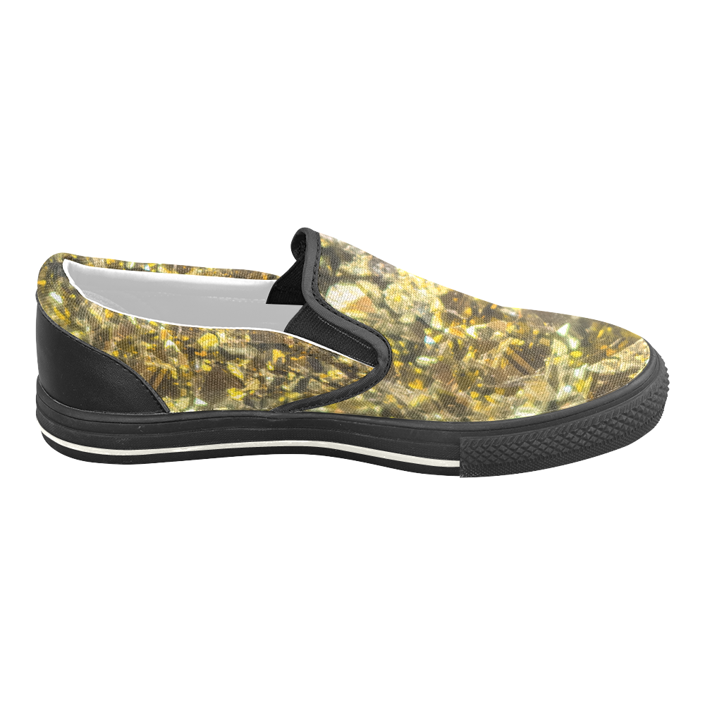 Golden stone texture Slip-on Canvas Shoes for Kid (Model 019)