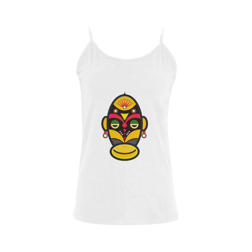African Traditional Tribal Mask Women's Spaghetti Top (USA Size) (Model T34)