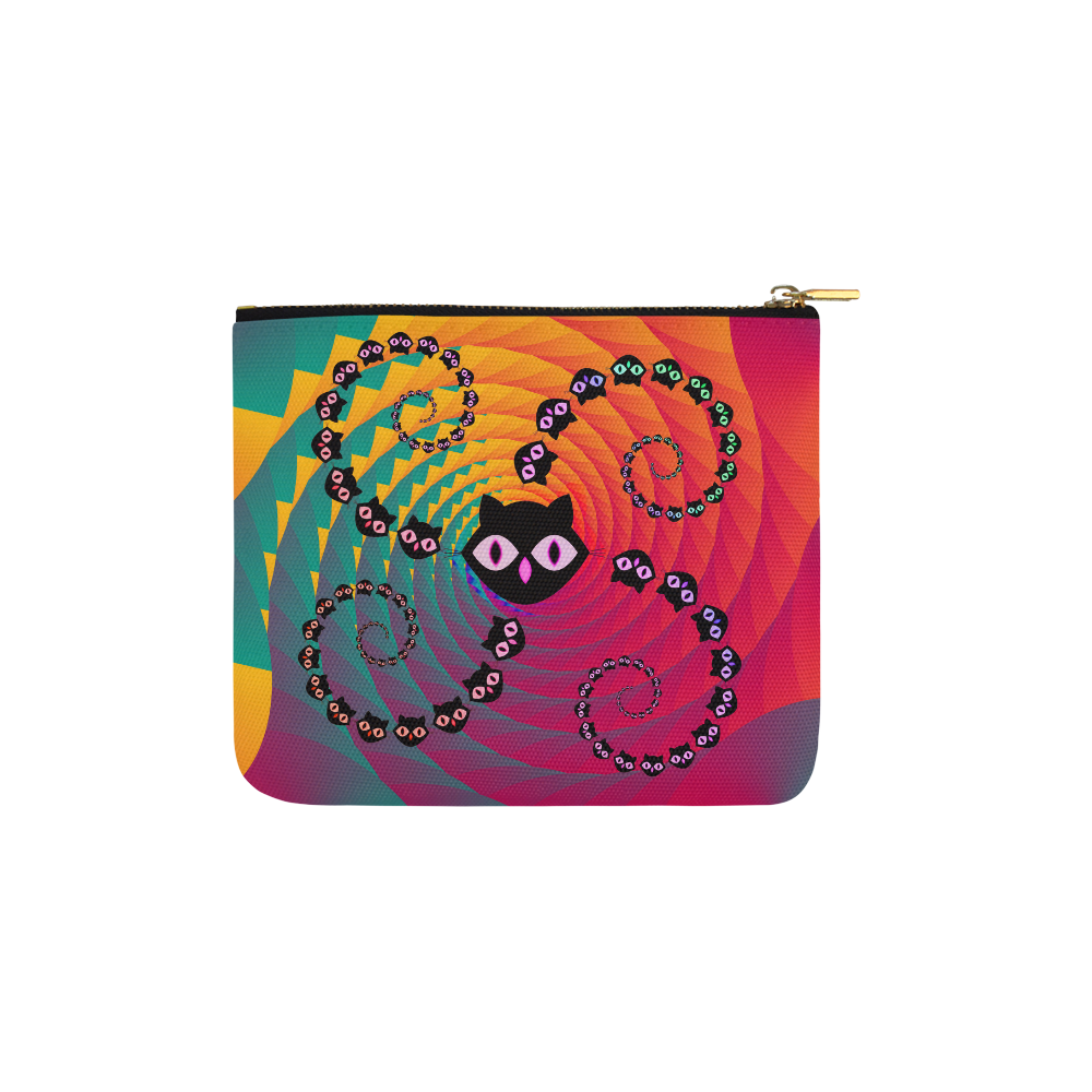 Rainbow Spiral Cats Carry-All Pouch 6''x5''