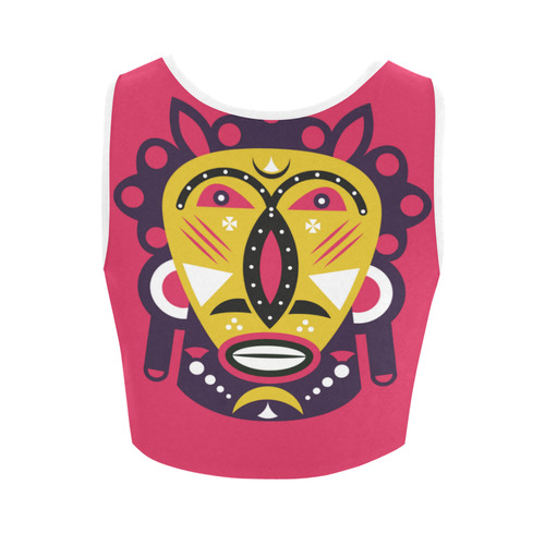 Kuba Face Mask Pink Women's Crop Top (Model T42)