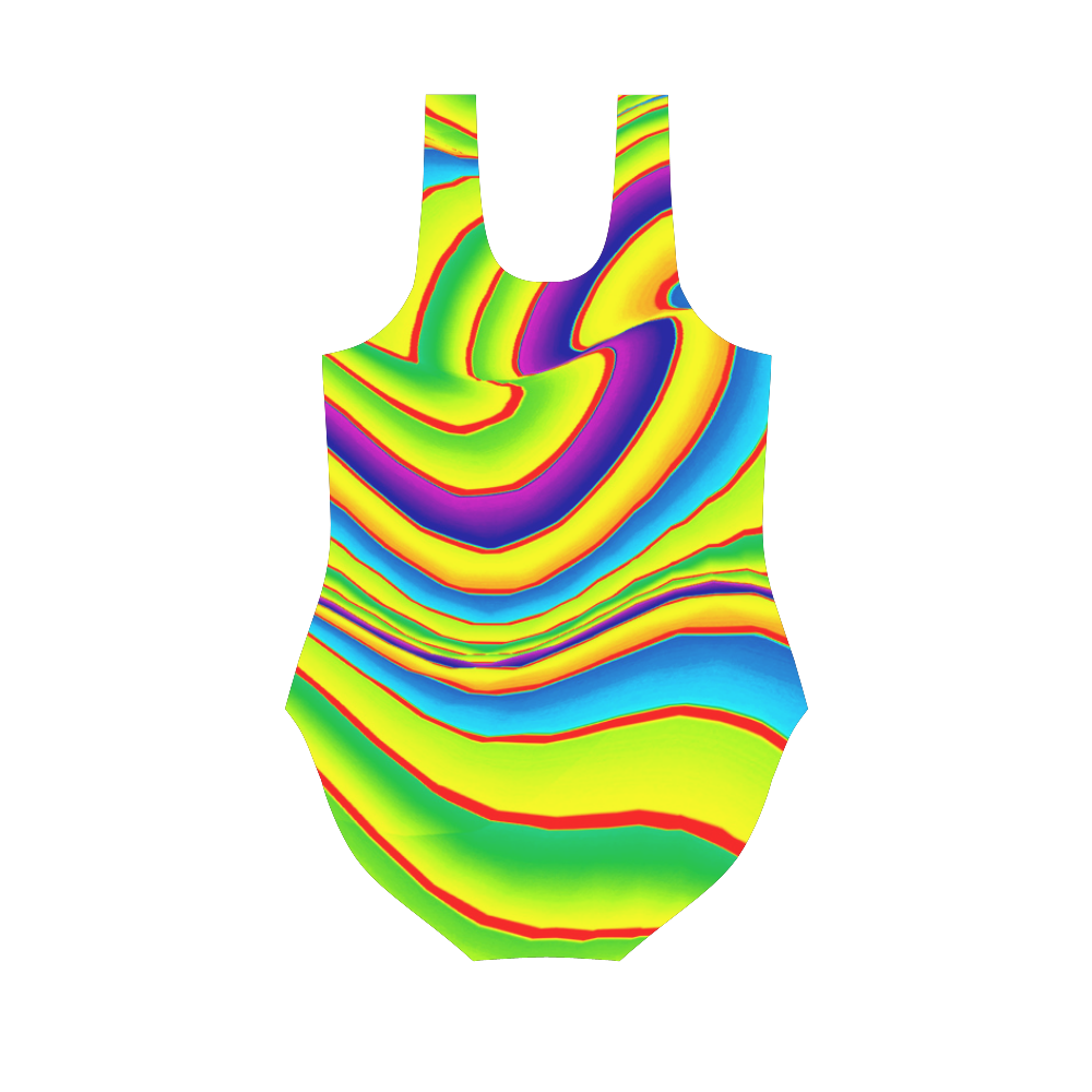 Summer Wave Colors Vest One Piece Swimsuit (Model S04)